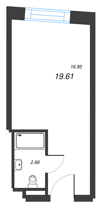 Квартира-студия, 19.61 м² в ЖК "YE’S Leader" - планировка, фото №1