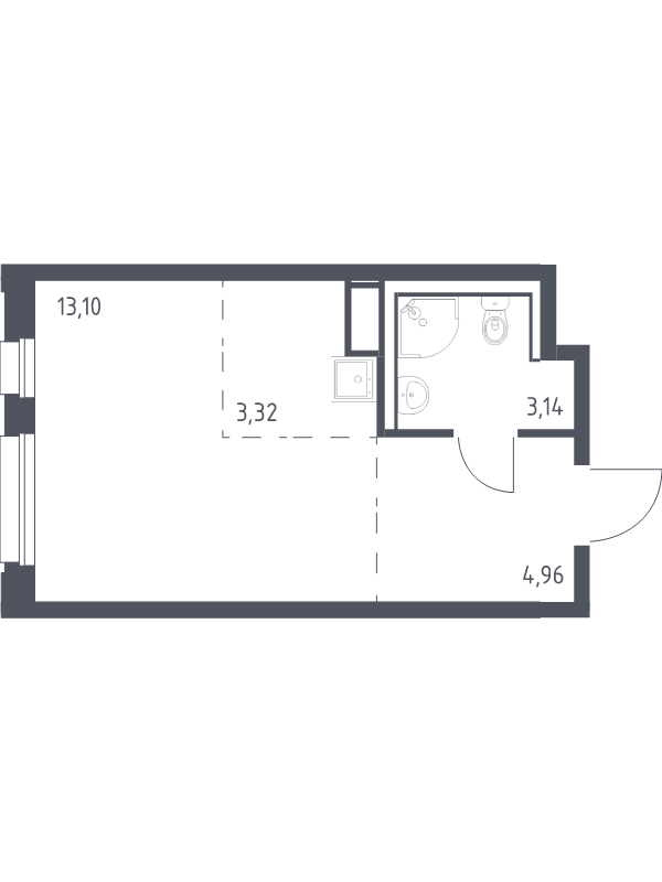 Квартира-студия, 24.52 м² в ЖК "Новые Лаврики" - планировка, фото №1