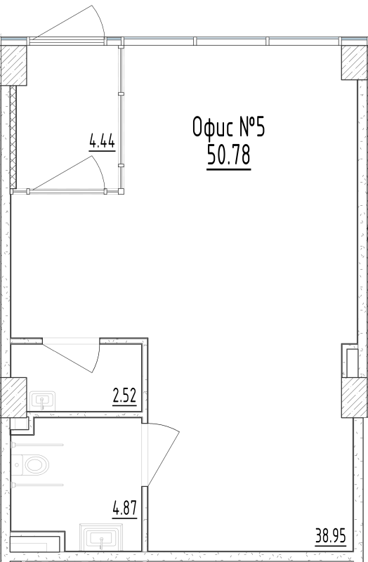 Помещение, 50.78 м² в ЖК "Zoom Черная речка" - планировка, фото №1