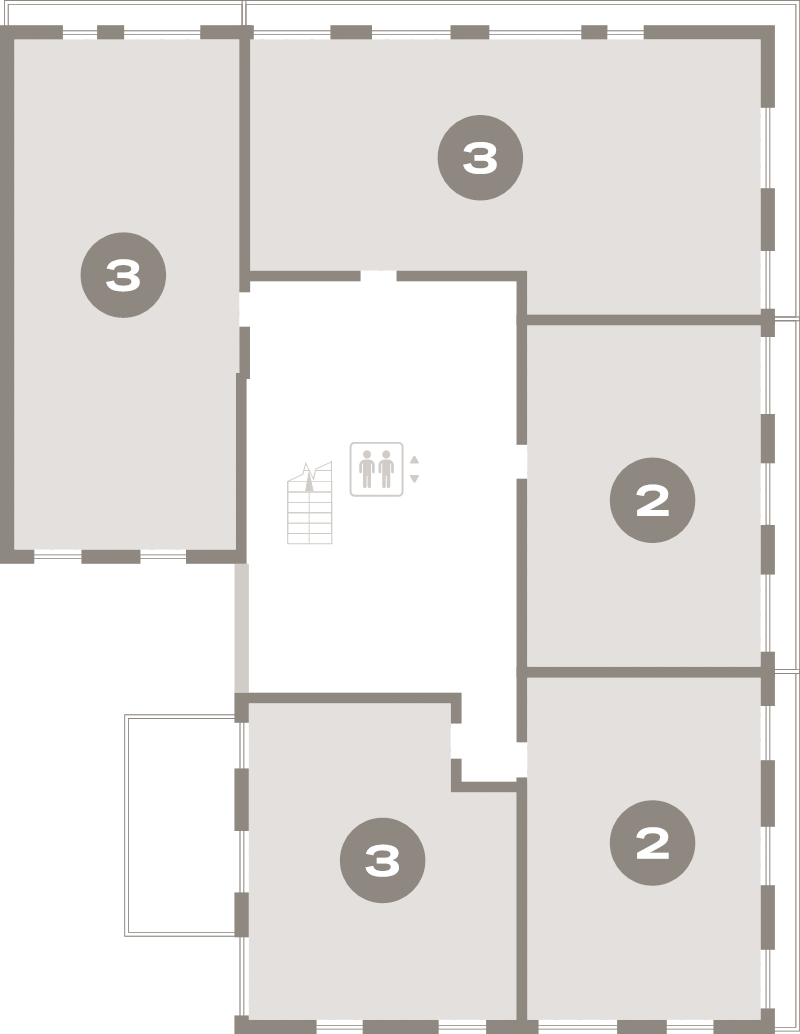 2-комнатная квартира, 69.1 м² в ЖК "Северный ветер" - планировка этажа