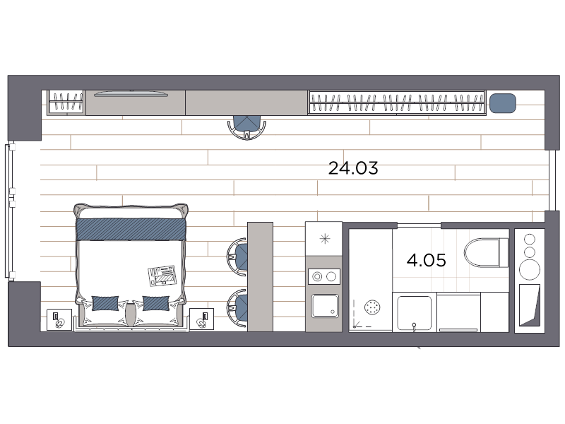 Квартира-студия, 28.08 м² в ЖК "Ladozhsky AVENIR" - планировка, фото №1