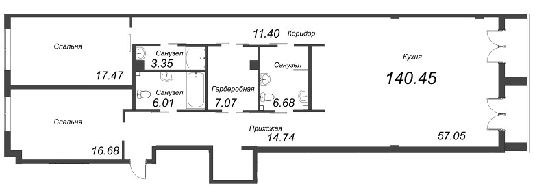 Квартира-студия, 139.69 м² в ЖК "АСТРУМ" - планировка, фото №1