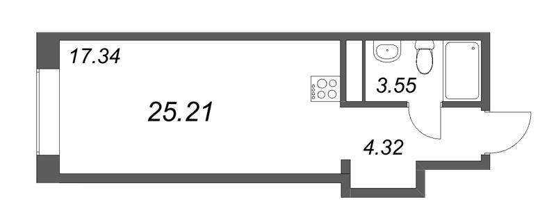 Квартира-студия, 28.35 м² в ЖК "17/33 Петровский остров" - планировка, фото №1