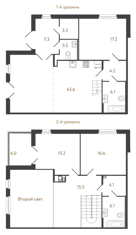 4-комнатная (Евро) квартира, 142.7 м² в ЖК "Репин" - планировка, фото №1