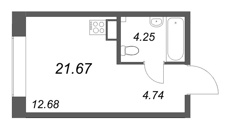 Квартира-студия, 21.67 м² в ЖК "Аквилон Солар Парк" - планировка, фото №1