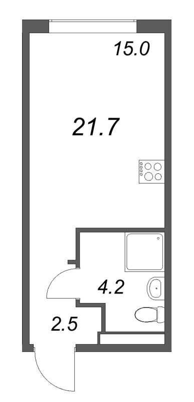 Квартира-студия, 21.7 м² в ЖК "Пулково Лейк" - планировка, фото №1