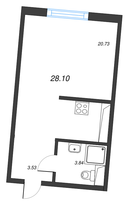 Квартира-студия, 28.1 м² в ЖК "Legenda Васильевского" - планировка, фото №1