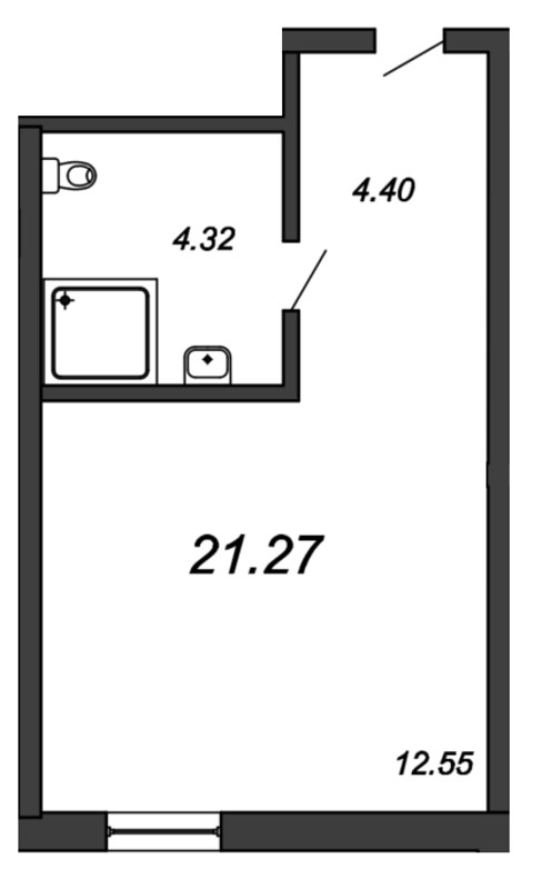 Квартира-студия, 22.7 м² в ЖК "Vertical We&I" - планировка, фото №1