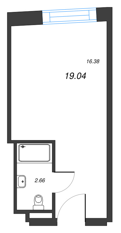 Квартира-студия, 19.04 м² - планировка, фото №1