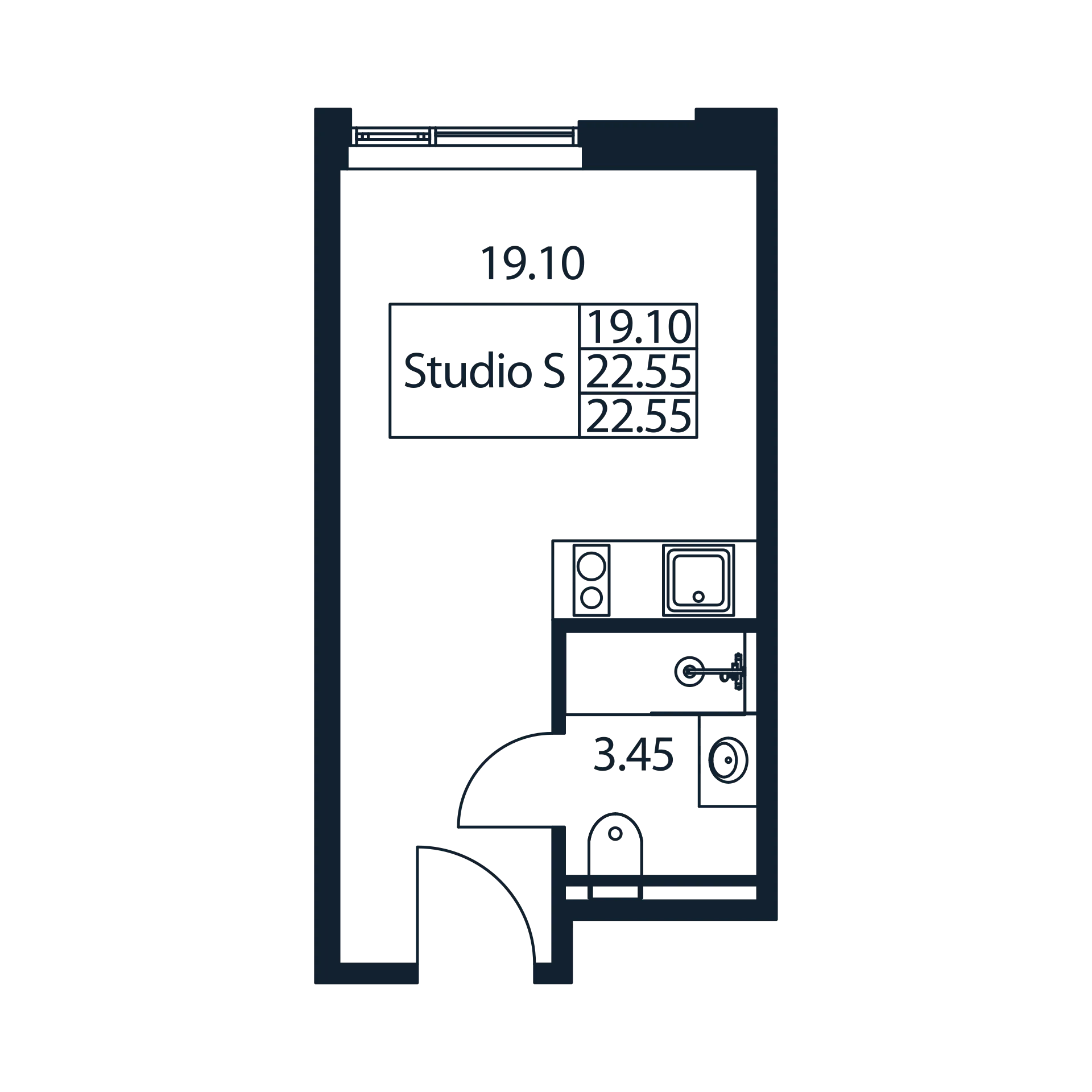 Квартира-студия, 23.12 м² в ЖК "Арт Плаза" - планировка, фото №1