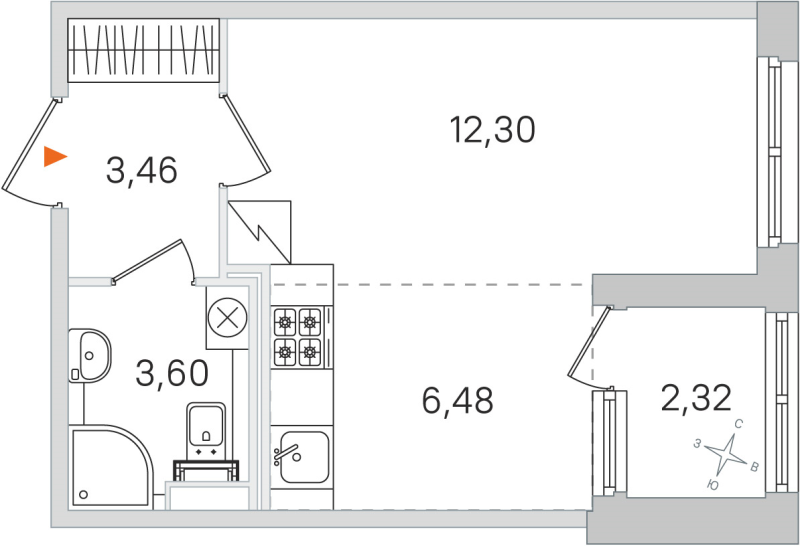 Квартира-студия, 25.84 м² в ЖК "Дубровский" - планировка, фото №1