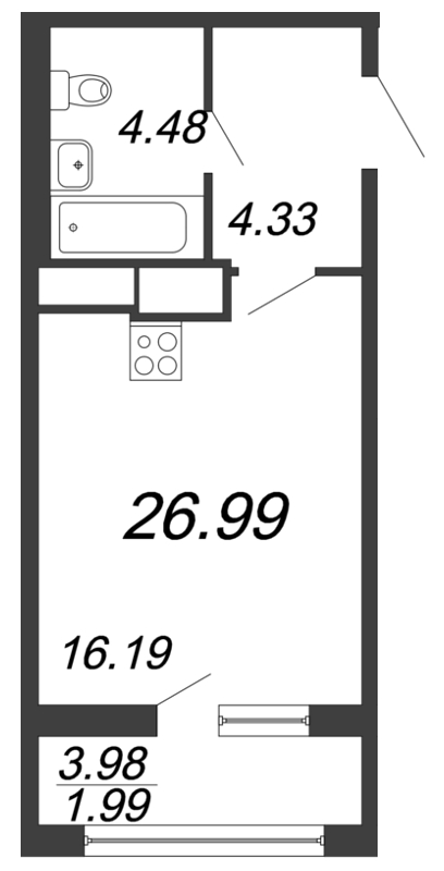 Квартира-студия, 26.99 м² в ЖК "Дефанс Бизнес" - планировка, фото №1