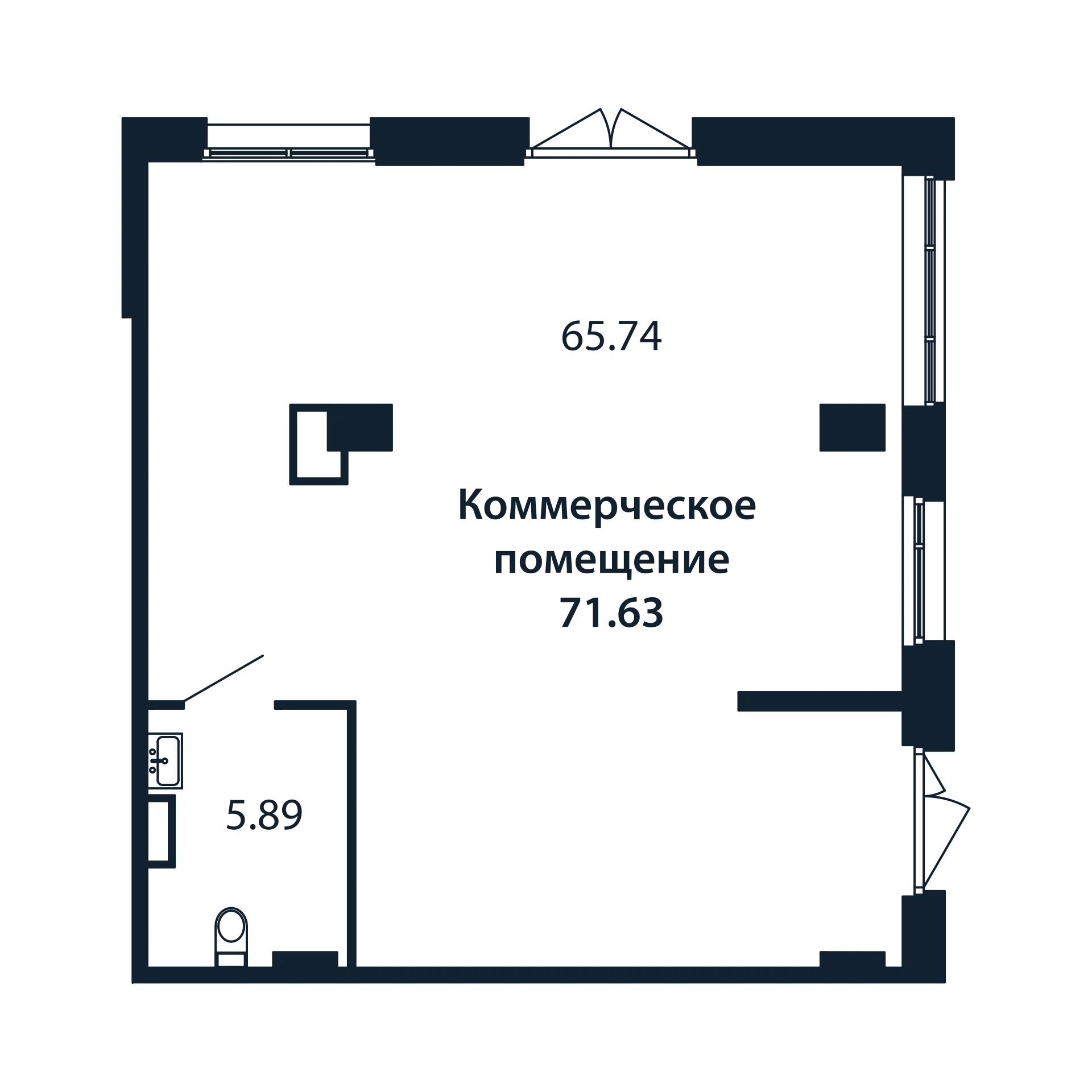 Помещение, 71.63 м² в ЖК "Полис Новоселье" - планировка, фото №1