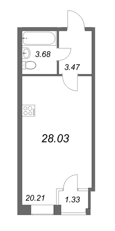 Квартира-студия, 27.4 м² в ЖК "FoRest Аквилон" - планировка, фото №1