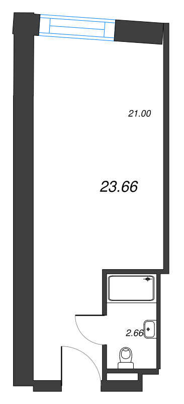 Квартира-студия, 23.66 м² - планировка, фото №1
