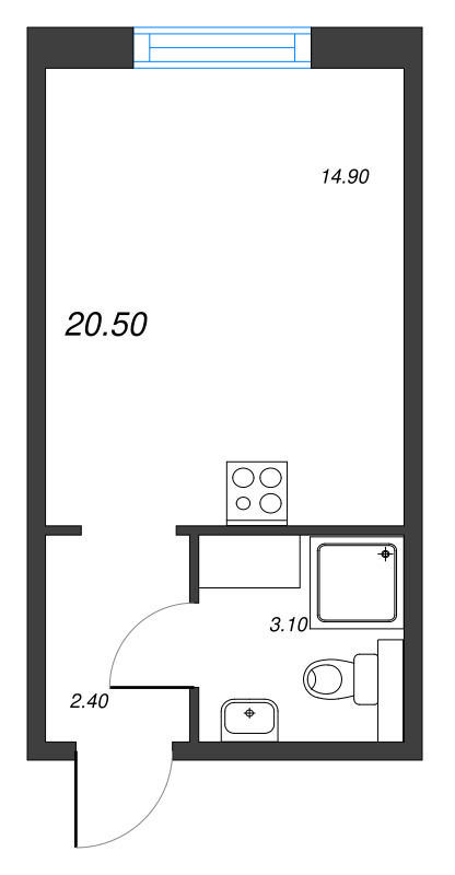 Квартира-студия, 20.5 м² в ЖК "Пейзажный квартал" - планировка, фото №1
