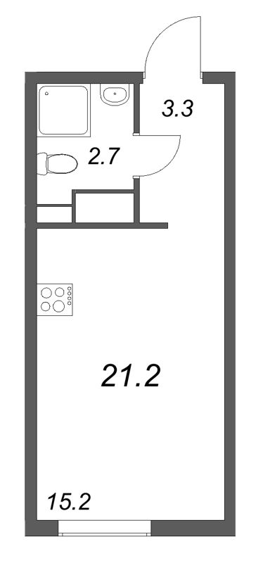 Квартира-студия, 21.2 м² в ЖК "Октябрьская набережная" - планировка, фото №1