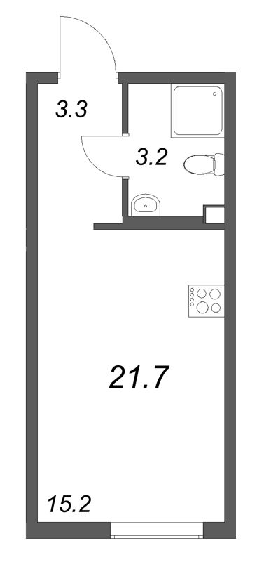 Квартира-студия, 21.7 м² в ЖК "Октябрьская набережная" - планировка, фото №1