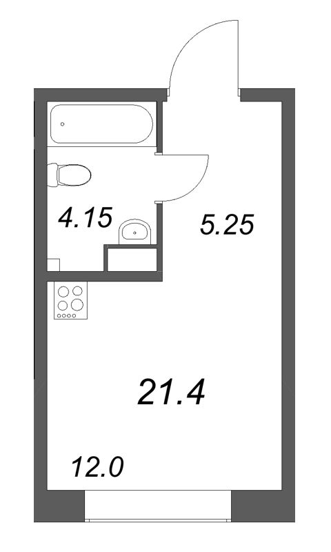 Квартира-студия, 21.4 м² в ЖК "Аквилон Солар Парк" - планировка, фото №1
