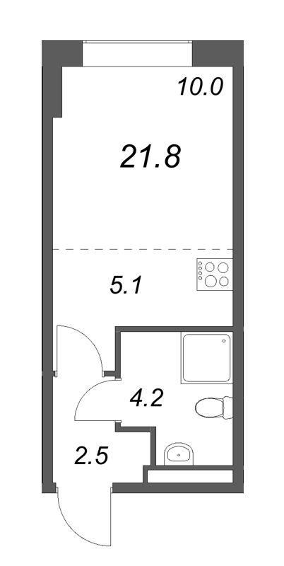 Квартира-студия, 21.8 м² в ЖК "Пулково Лейк" - планировка, фото №1