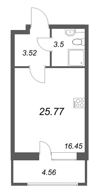 Квартира-студия, 25.77 м² в ЖК "Аквилон РекаПарк" - планировка, фото №1