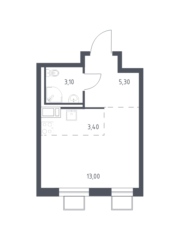 Квартира-студия, 24.5 м² в ЖК "Курортный Квартал" - планировка, фото №1
