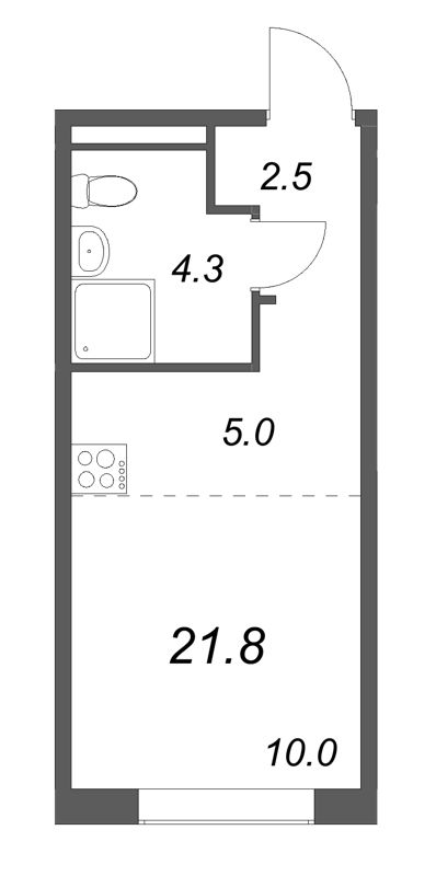 Квартира-студия, 21.8 м² в ЖК "Пулково Лейк" - планировка, фото №1