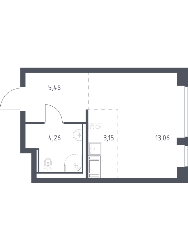 Квартира-студия, 25.93 м² - планировка, фото №1