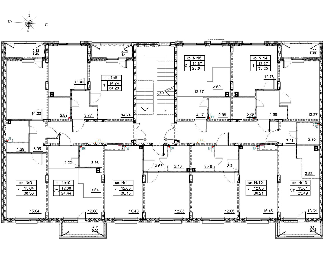 Квартира-студия, 23.8 м² в ЖК "Верево Сити" - планировка этажа