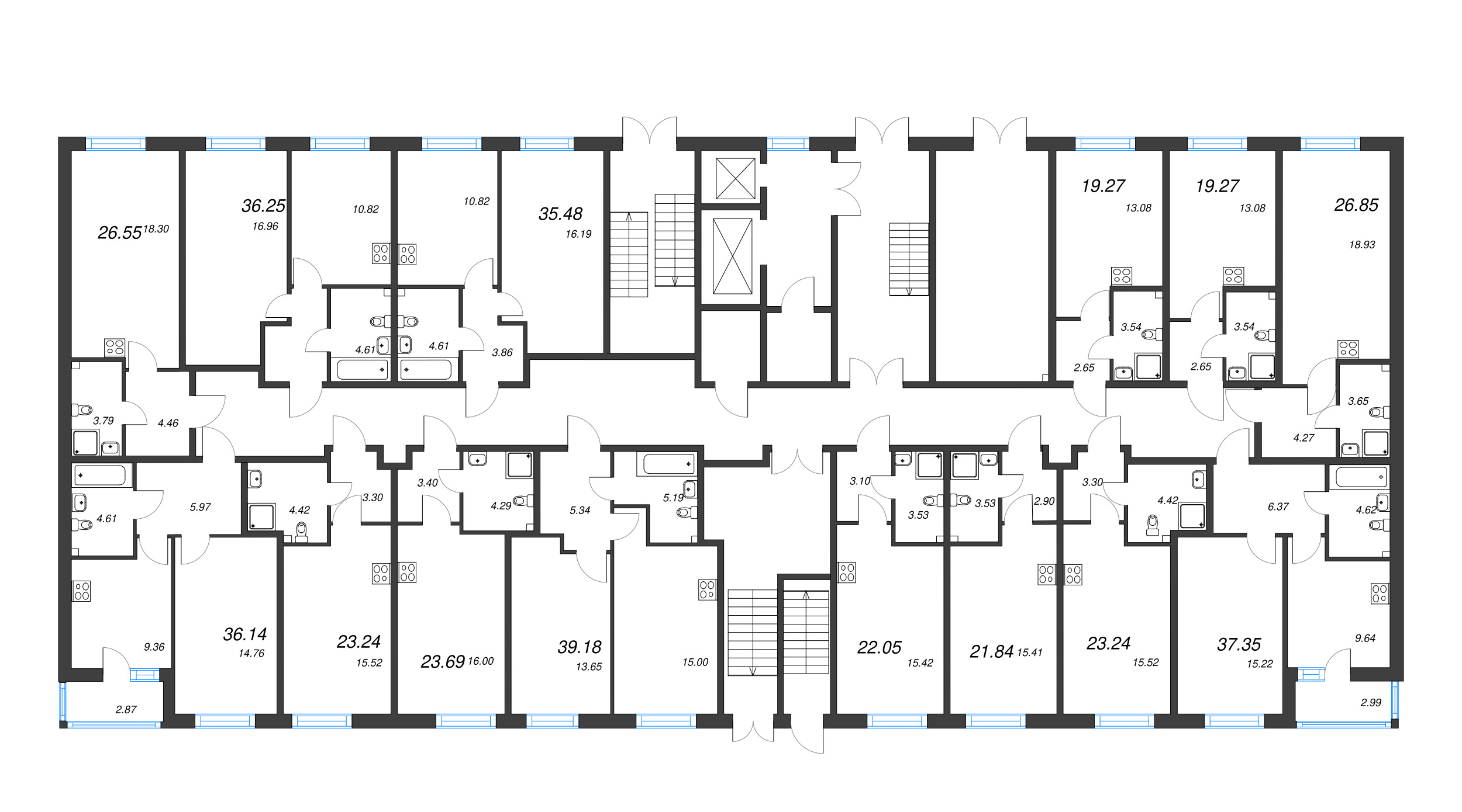 1-комнатная квартира, 36.25 м² - планировка этажа