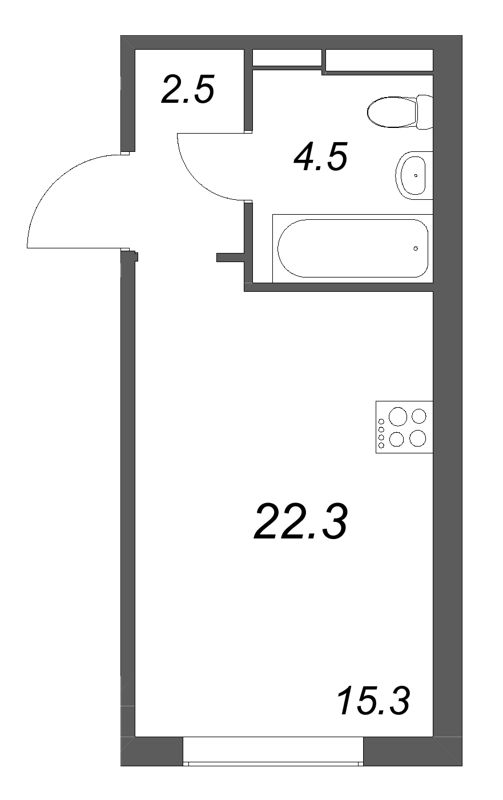 Квартира-студия, 22.3 м² в ЖК "Пулково Лейк" - планировка, фото №1