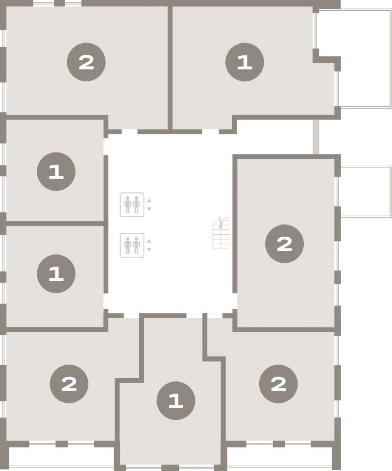 1-комнатная квартира, 40 м² в ЖК "Северный ветер" - планировка этажа