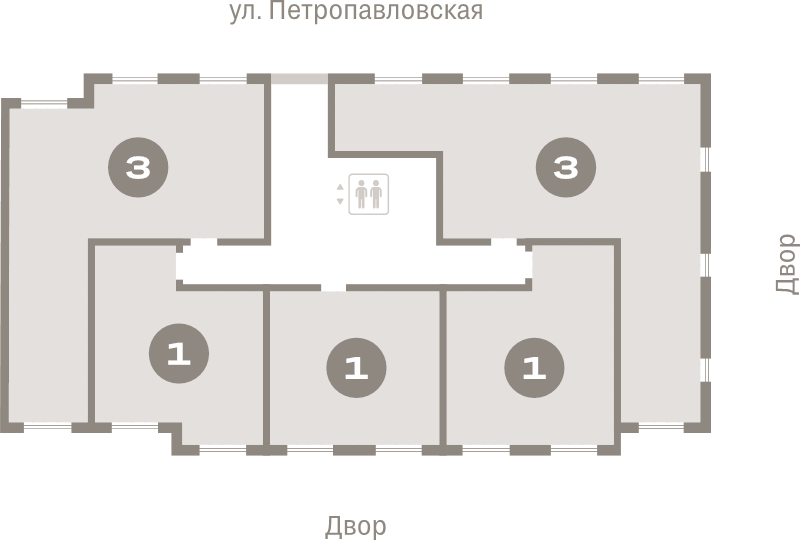 2-комнатная (Евро) квартира, 40.1 м² в ЖК "Брусника в Новоселье" - планировка этажа