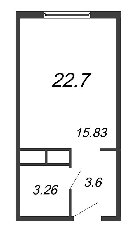 Квартира-студия, 22.7 м² - планировка, фото №1