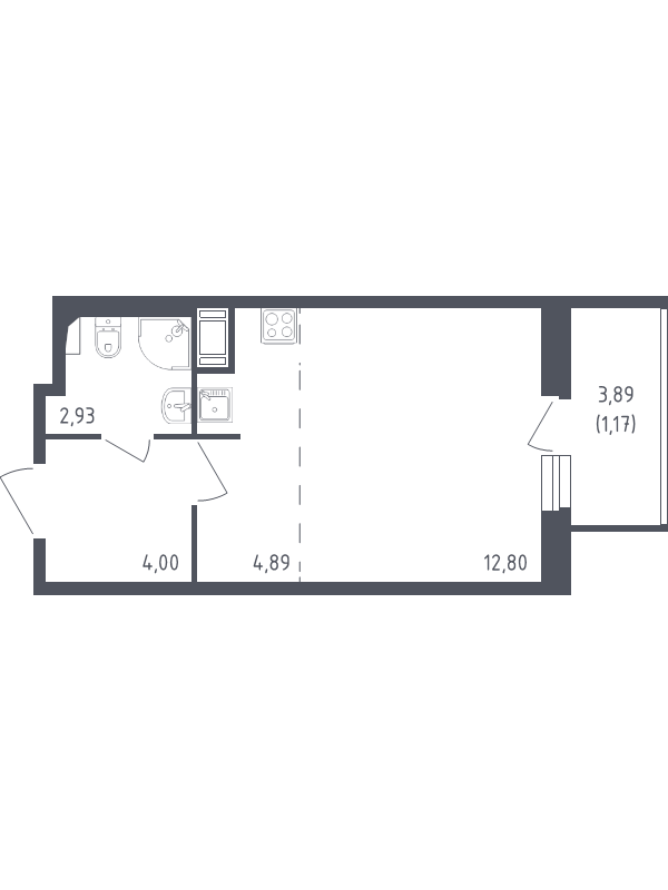 Квартира-студия, 25.79 м² - планировка, фото №1