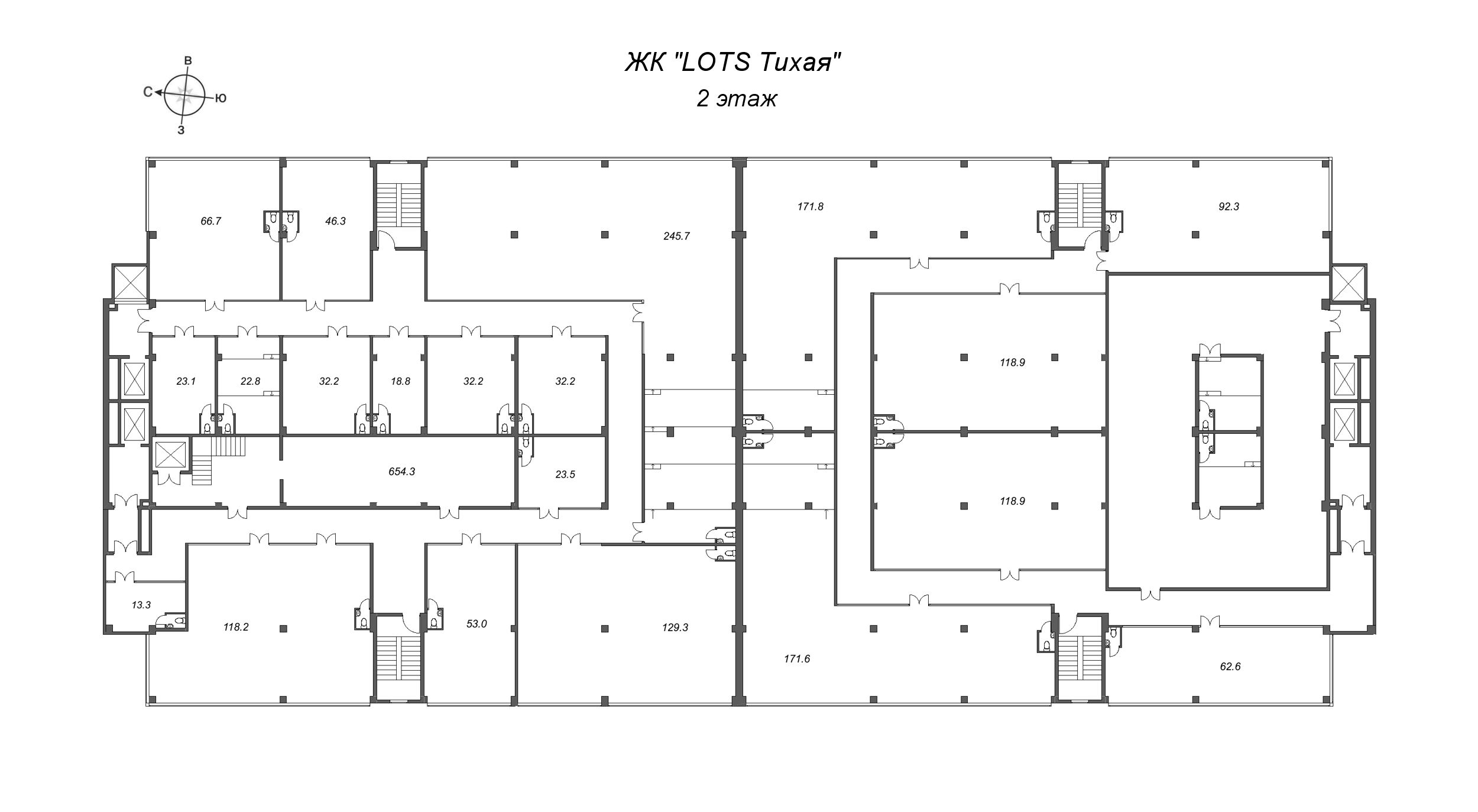 Помещение, 23.5 м² в ЖК "LOTS Тихая" - планировка этажа