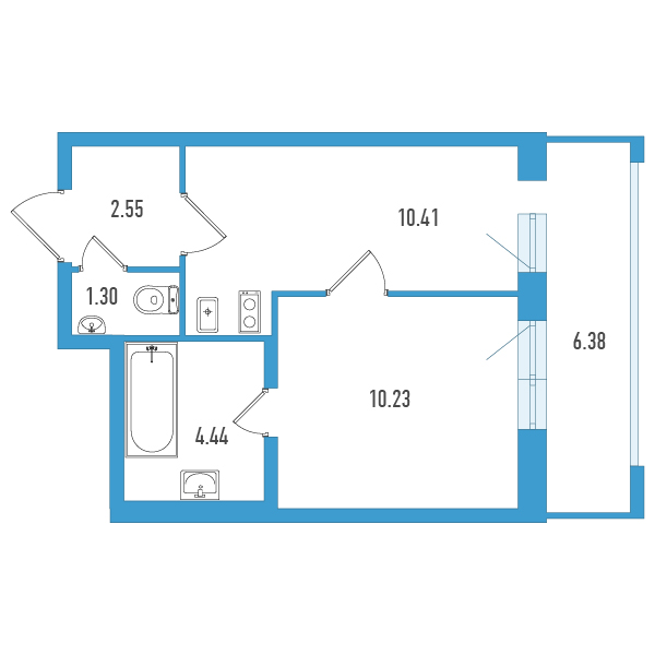 1-комнатная квартира, 30.84 м² в ЖК "Искра-Сити" - планировка, фото №1