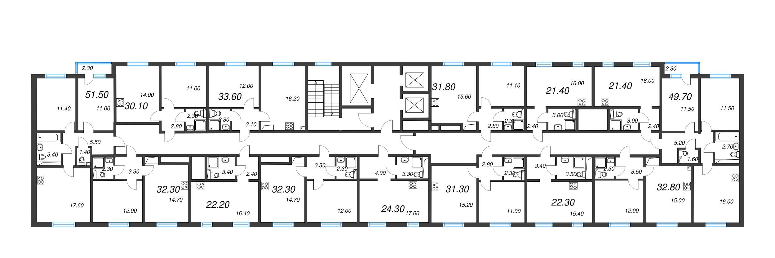 Квартира-студия, 21.4 м² в ЖК "ЛСР. Ржевский парк" - планировка этажа