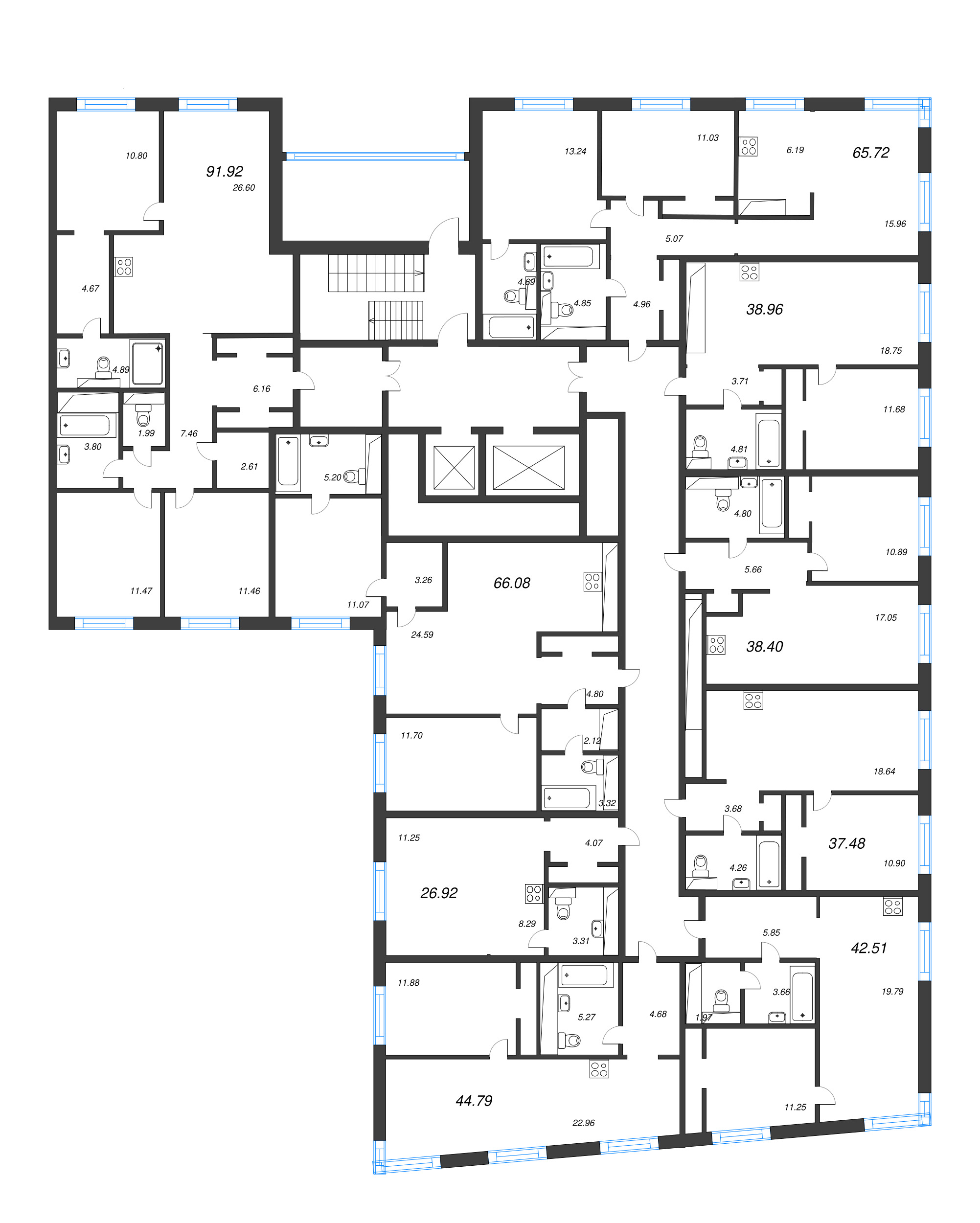 Квартира-студия, 26.92 м² в ЖК "Legenda Васильевского" - планировка этажа