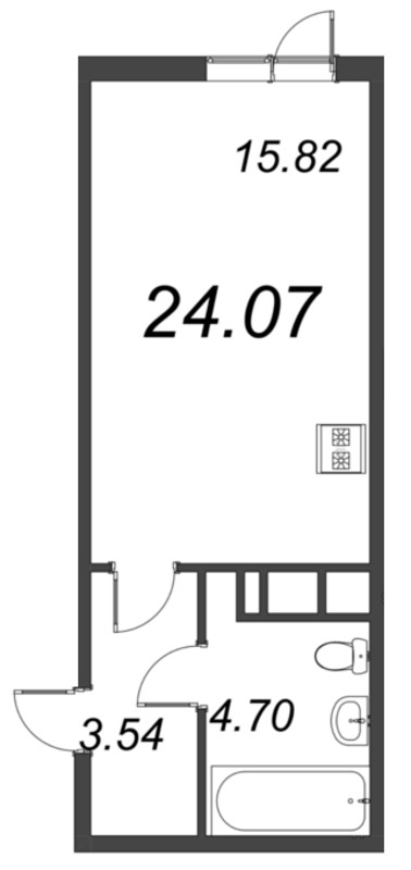 Квартира-студия, 24.07 м² в ЖК "VEREN NORT сертолово" - планировка, фото №1