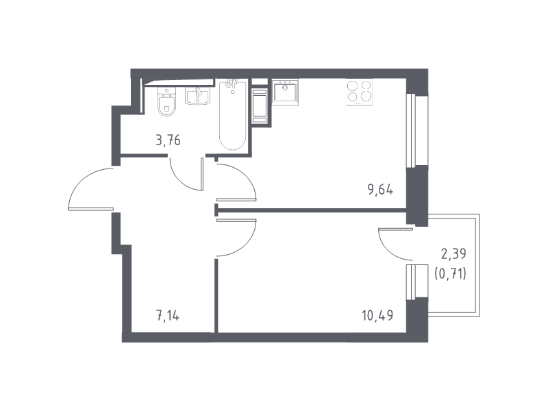 1-комнатная квартира, 31.74 м² в ЖК "Новые Лаврики" - планировка, фото №1