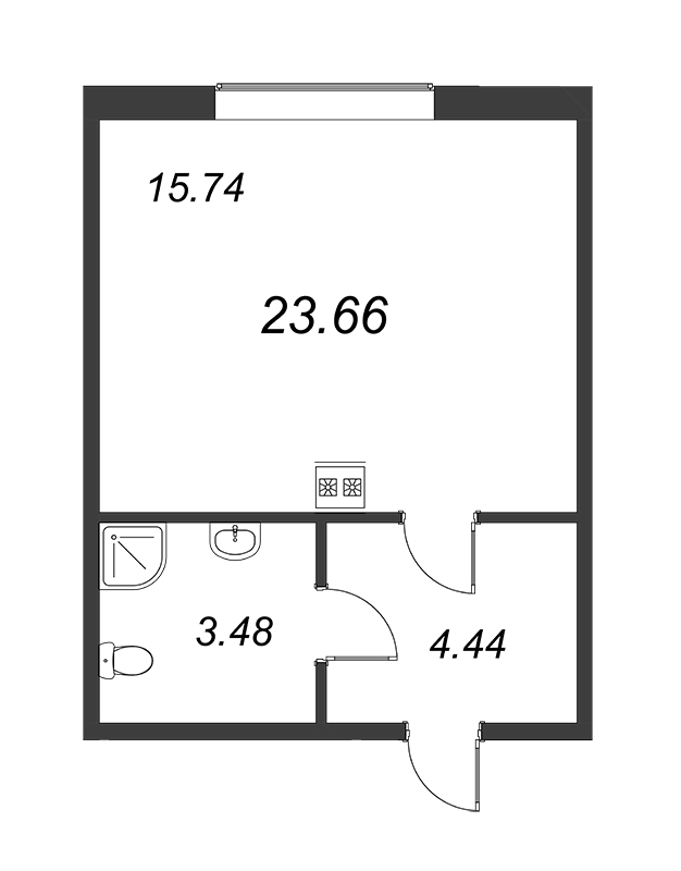 Квартира-студия, 23.66 м² - планировка, фото №1