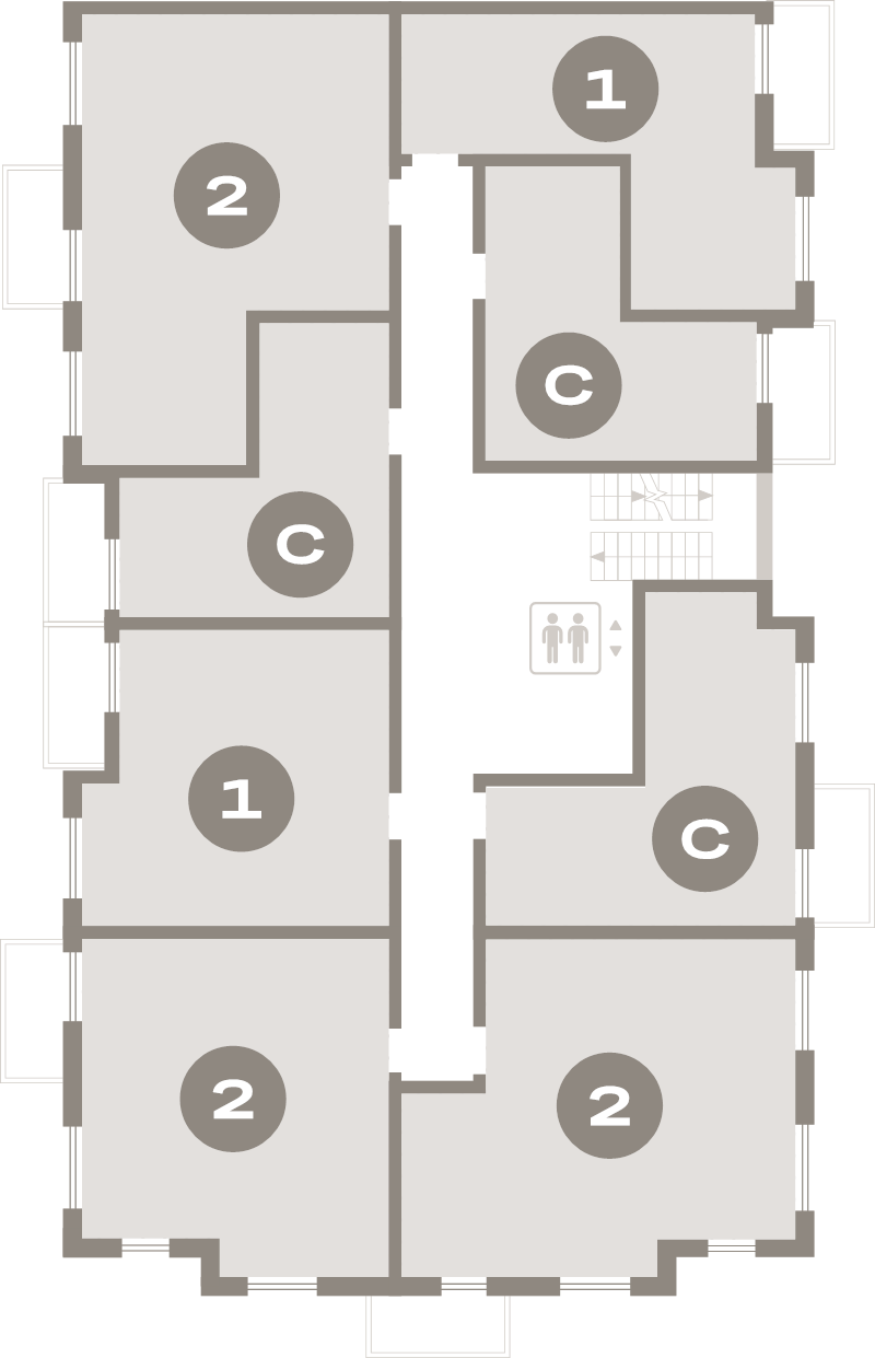 2-комнатная квартира, 49.5 м² в ЖК "Брусника в Новоселье" - планировка этажа