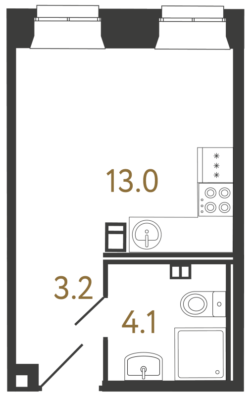 Квартира-студия, 20.3 м² в ЖК "Светоч" - планировка, фото №1