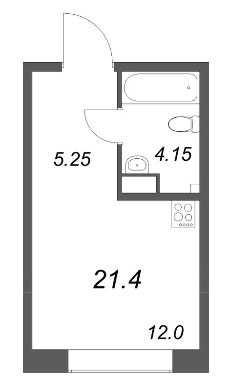 Квартира-студия, 21.4 м² в ЖК "Аквилон Солар Парк" - планировка, фото №1