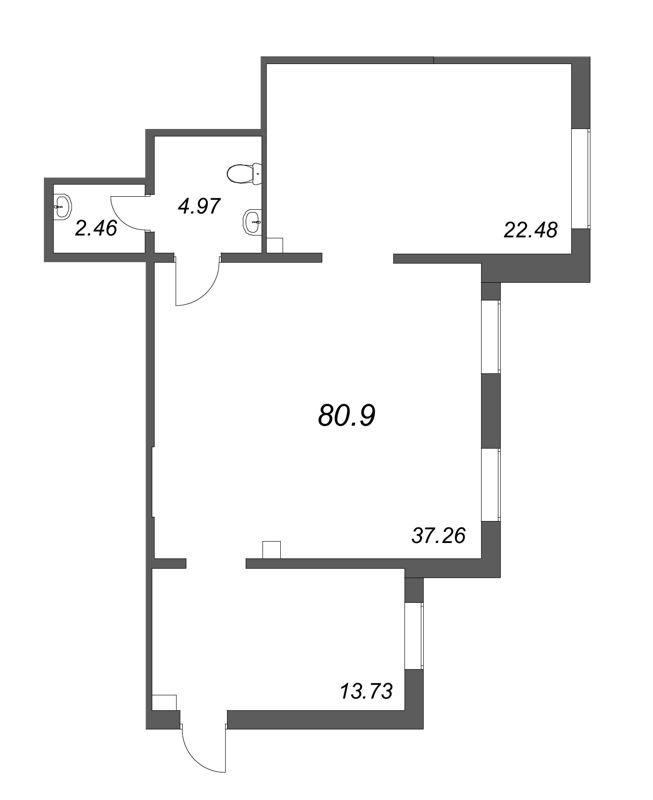 Помещение, 81.3 м² в ЖК "Юттери" - планировка, фото №1