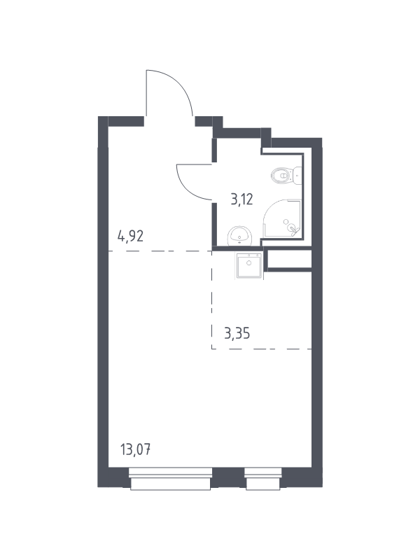 Квартира-студия, 24.46 м² в ЖК "Новые Лаврики" - планировка, фото №1