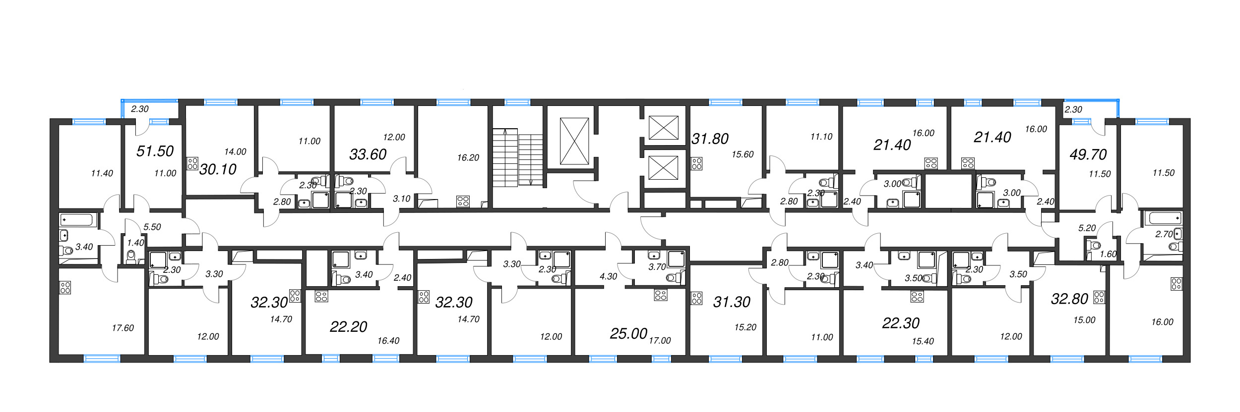 Квартира-студия, 21.4 м² в ЖК "ЛСР. Ржевский парк" - планировка этажа