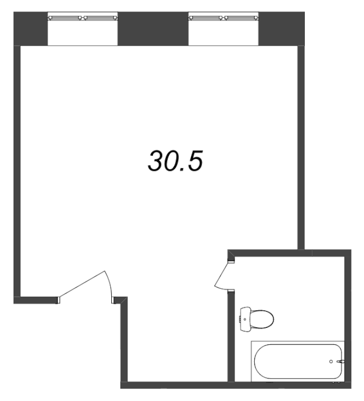 Квартира-студия, 46.3 м² в ЖК "Тележная 21-29" - планировка, фото №1