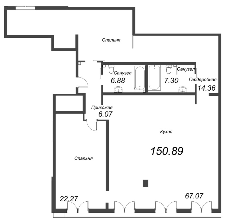 Квартира-студия, 146.23 м² в ЖК "АСТРУМ" - планировка, фото №1